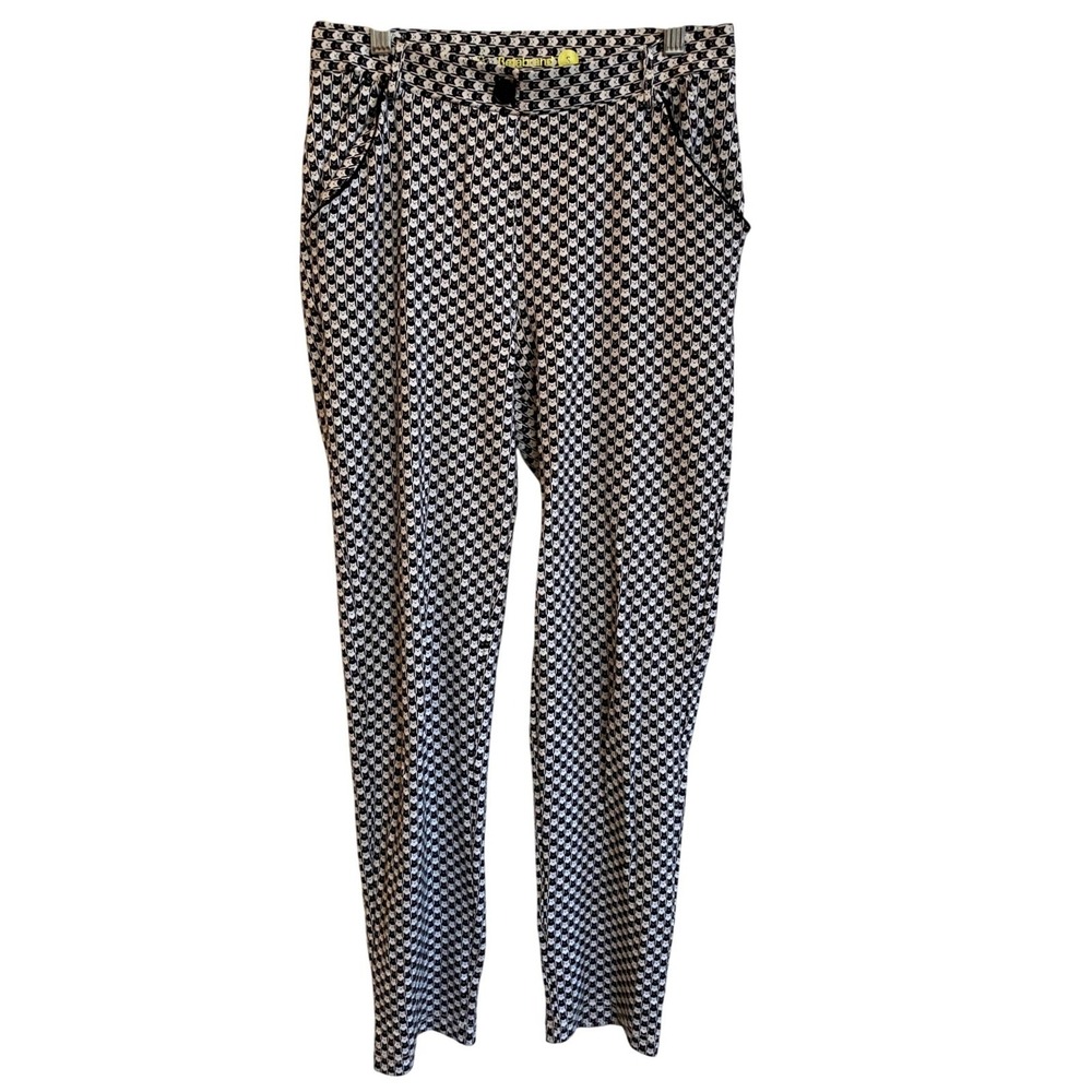 Black White Cat Pattern Novelty Print Betabrand Womens Stretch Pants Size S- EUC - Picture 3 of 10